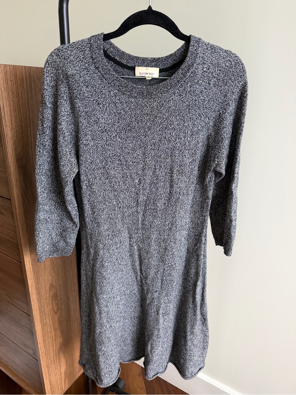 Sunday Best Grey Mélange Cotton Knit Sweater Dress Size M